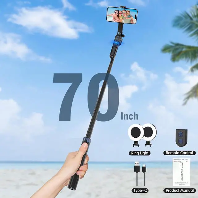 Alt view image 7 of 7 - Auto Face Tracking Tripod for iPhone,360 Rotation Travel Selfie Stick Stand,Face Tracking Phone Tripod with Light and RemoteApplied to Tiktok YouTube Vlog Video Recording