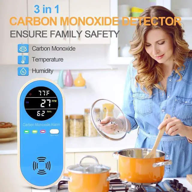 Alt view image 2 of 6 - Plug-in Carbon Monoxide Detector with Real-Time CO Display & Temperature/Humidity Monitor, Plug-in CO Alarm for Home, RV, Apartment, Indoor Air Safety 2-Pack