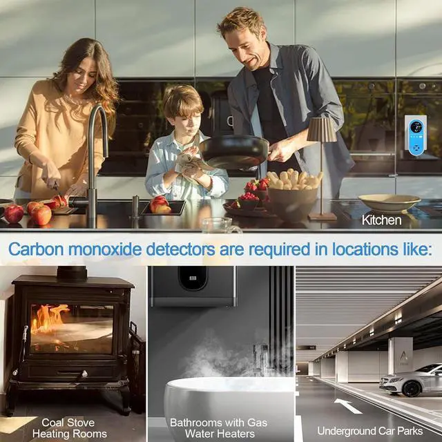 Alt view image 4 of 6 - Plug-in Carbon Monoxide Detector with Real-Time CO Display & Temperature/Humidity Monitor, Plug-in CO Alarm for Home, RV, Apartment, Indoor Air Safety 2-Pack