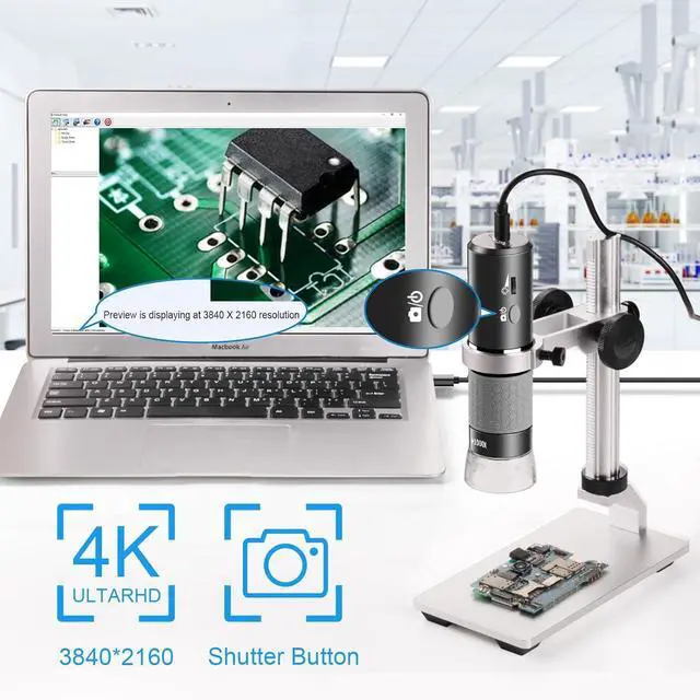 Alt view image 2 of 7 - 4K 3840x2160p WiFi Digital Microscope Camera with Adjustable Metal Stand, Wireless Portable Microscope for iPhone Android Phone and Windows Mac PC