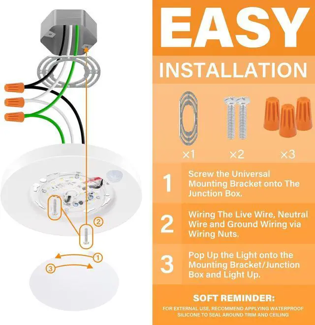 Alt view image 4 of 6 - 4 Inch Field Selectable 5CCT LED Motion Sensor Ceiling Light, 120V Wired Closet Light, 10 Watts, 600Lm, CRI80+, Non-dimmable, ETL Certified, Wet Location, Round/White, 4 Packs