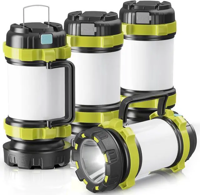 Main image of Camping Lantern Rechargeable, Camping Flashlight 4000 Capacity, 6 Modes, IPX4 Waterproof, Led Lantern for Camping, Hiking, Outdoor Recreations Green 4 Packs