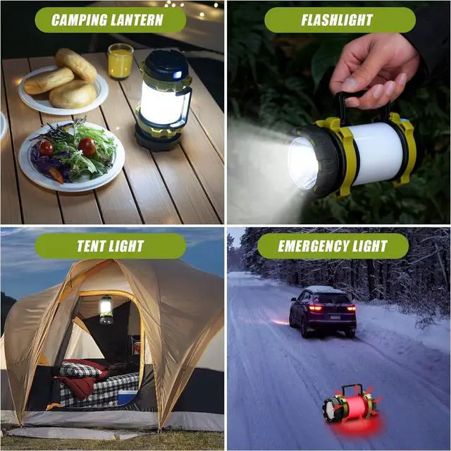 Alt view image 3 of 7 - Camping Lantern Rechargeable, Camping Flashlight 4000 Capacity, 6 Modes, IPX4 Waterproof, Led Lantern for Camping, Hiking, Outdoor Recreations Green 4 Packs
