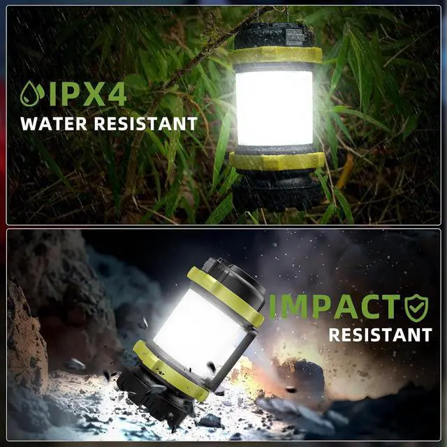 Alt view image 6 of 7 - Camping Lantern Rechargeable, Camping Flashlight 4000 Capacity, 6 Modes, IPX4 Waterproof, Led Lantern for Camping, Hiking, Outdoor Recreations Green 4 Packs