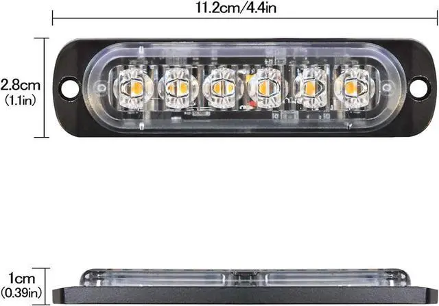 Alt view image 4 of 7 - 12-Pack 6 LED Amber Strobe Lights Vehicles Trucks Emergency Strobe Lights Kit 12V -24V Warning Hazard Flash Strobe Lights Bar Grill Grille Surface Mount Super Bright Waterproof