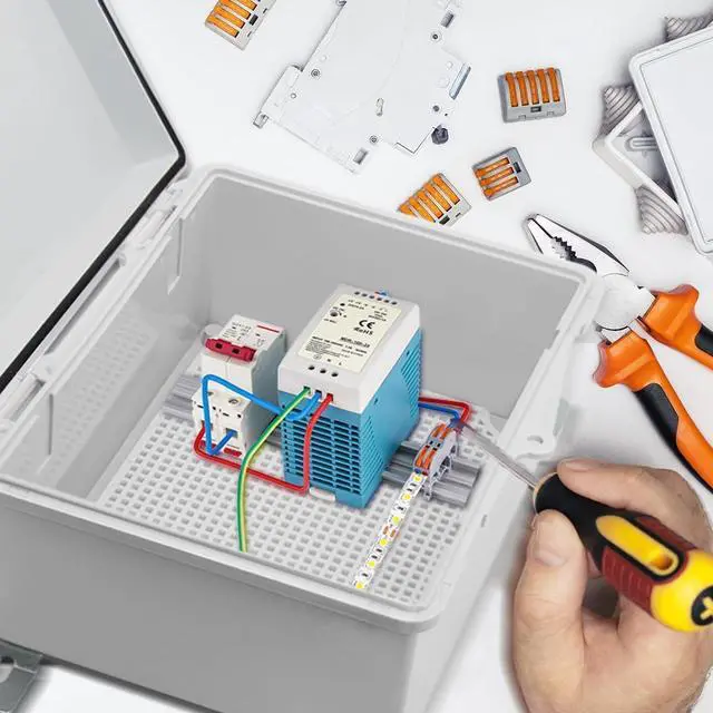 Alt view image 5 of 6 - Waterproof Electrical Box,IP67 Junction Box Hinged Grey Cover ABS Project Boxes for Electronics DIY Enclosure with Mounting Plate Wall Bracket and 2 Cable Glands 13.8" x 9.8" x 5.9"