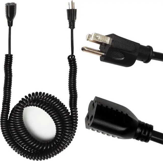 Main image of Forge Cable SJEOW Black Outdoor Coiled Extension Cord 42 ft, 16/3, 13 Amp Oil Resistant & Flame Retardant 3 Prong Coiled Wire for Outdoor & Indoor