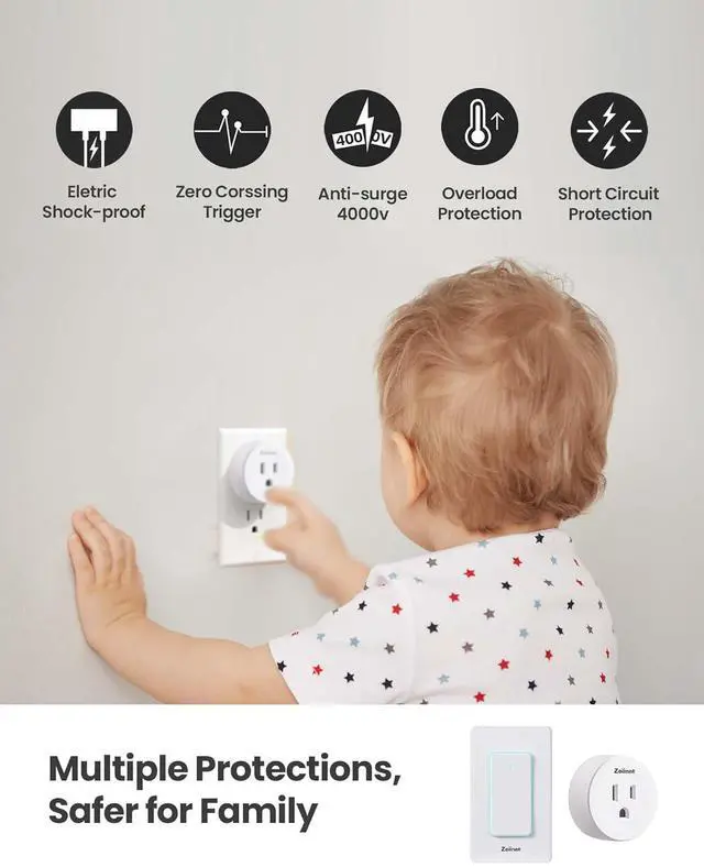 Alt view image 7 of 7 - Smart Plug Switch, 2.4G WiFi Outlet, Compatible with Alexa, Google Home, Smart Life & IFTTT APP, Voice Control & Timer, Buckle Design & Removable, No Hub Needed, Programmable(2 Pack)