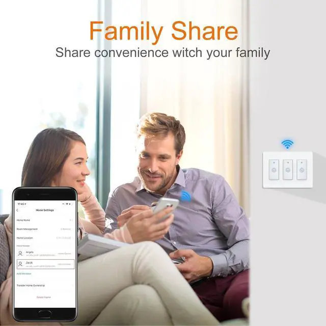 Alt view image 4 of 7 - Smart Switch 3 Gang Alexa Light Switch Smart WiFi Light Switch Compatible with Alexa Google Home and IFTTT, Voice and Remote Control, No Hub Required