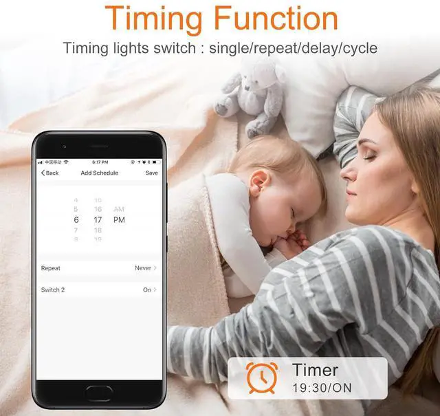 Alt view image 6 of 7 - Smart Switch 3 Gang Alexa Light Switch Smart WiFi Light Switch Compatible with Alexa Google Home and IFTTT, Voice and Remote Control, No Hub Required