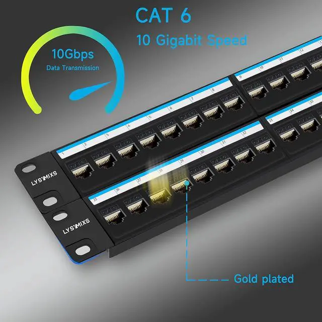 Alt view image 6 of 7 - Cat6 Patch Panel 48 Port with Keystone, RJ45 Network Panel 19 Inch, Punch Down Keystone Ethernet Patch Panel with Back Bar