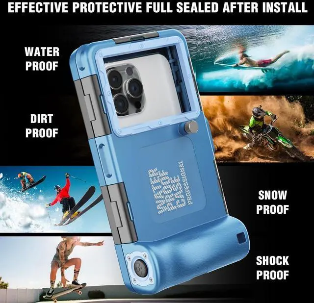 Alt view image 2 of 7 - Underwater Snorkeling Diving Phone Case for iPhone 16/15/14/13/12/11 Pro Max/XS/X  Galaxy S24/S23/S22/[50ft/15m] Professional Scuba Dive Waterproof Case Underwater Photo Video Cove-Blue