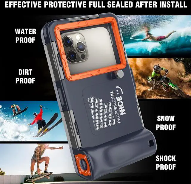 Alt view image 2 of 7 - Underwater Snorkeling Diving Phone Case for iPhone 16/15/14/13/12/11 Pro Max/XS/X  Galaxy S24/S23/S22.[50ft/15m] Professional Scuba Dive Waterproof Case Underwater Photo Video Cover Orange