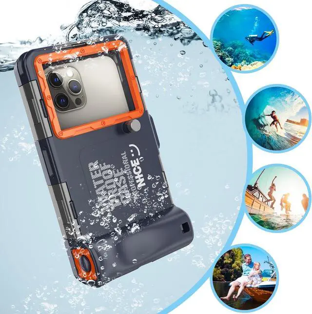 Alt view image 3 of 7 - Underwater Snorkeling Diving Phone Case for iPhone 16/15/14/13/12/11 Pro Max/XS/X  Galaxy S24/S23/S22.[50ft/15m] Professional Scuba Dive Waterproof Case Underwater Photo Video Cover Orange