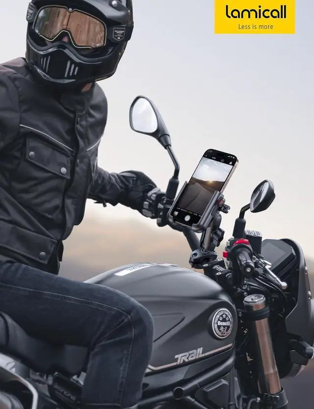 Alt view image 7 of 7 - All Metal Motorcycle Phone Mount - [Anti Shake] [Extendable Arm] Bike Phone Holder Handlebar Clamp, Bicycle Cell Phone Mount, for iPhone 16 Pro Max, 15 14, Galaxy S24 Ultra, 4.7-7.2" Phones