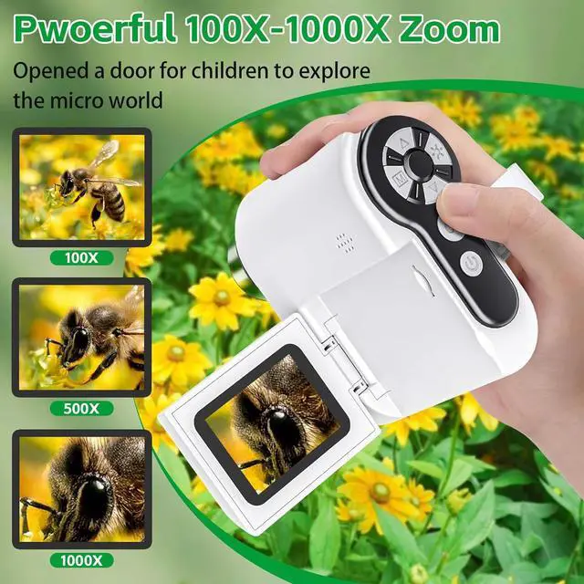 Alt view image 3 of 7 - Microscope for Kids - 1000X Portable Handheld Kids Mini Microscope | Telescope with Photo and Video Educational Science Toys | Age 3 4 5 6 7 8 9 10 11 12 Years Old Kids Christmas Birthday Gift