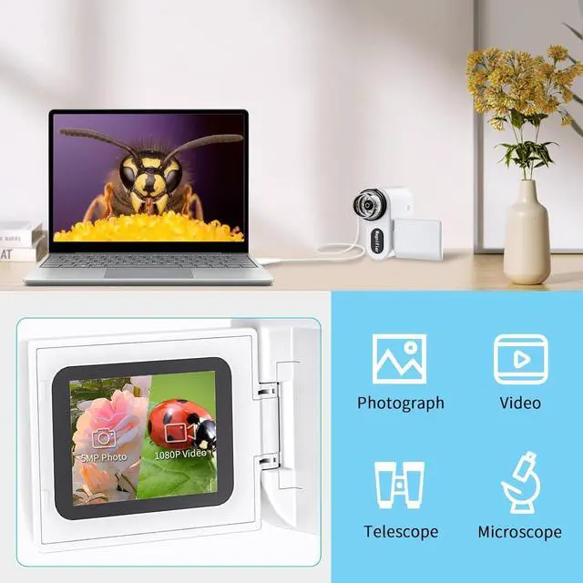 Alt view image 7 of 7 - Microscope for Kids - 1000X Portable Handheld Kids Mini Microscope | Telescope with Photo and Video Educational Science Toys | Age 3 4 5 6 7 8 9 10 11 12 Years Old Kids Christmas Birthday Gift