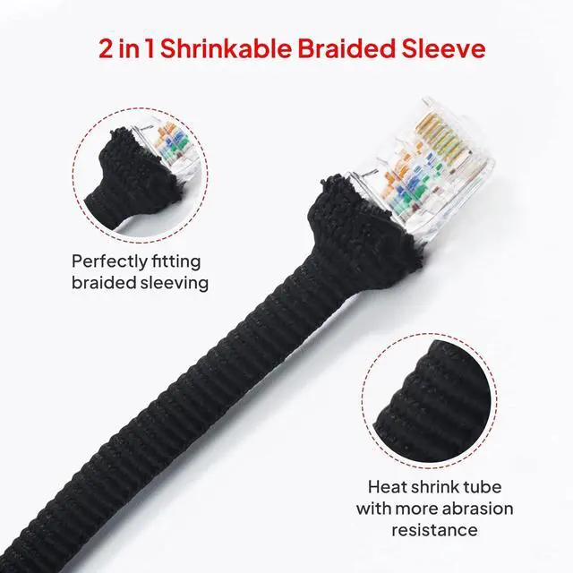 Alt view image 2 of 7 - 2 in 1 Heat Shrink Braided Sleeving Fabric Tubing-Perfectly fit Irregular Shape Hose/Cable/Wire (3/8"(10mm), 60FT)