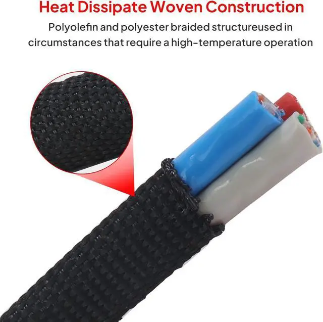 Alt view image 6 of 7 - 2 in 1 Heat Shrink Braided Sleeving Fabric Tubing-Perfectly fit Irregular Shape Hose/Cable/Wire (3/8"(10mm), 60FT)