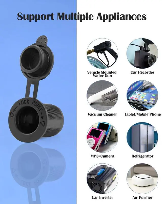 Alt view image 5 of 7 - 8 Gang Rocker Switch Panel for Boat LED Illuminated Switches Waterproof with Digital Voltage Display, Dual USB Ports, Power Socket 12V DC, Cigarette Lighter Plug, Fuse for Marine Car Truck