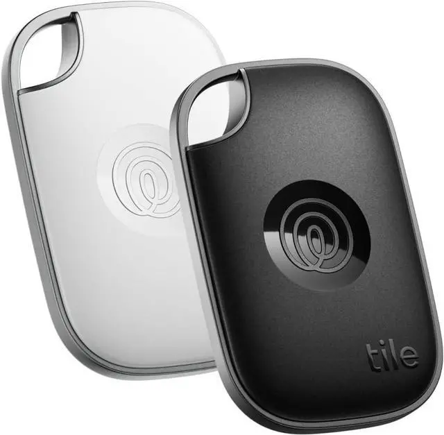 Main image of Powerful Bluetooth Tracker, Key Finder and Item Locator for Keys Bags, and More. Both iOS and Android Compatible. Phone Finder. 2-Pack (Black/White)
