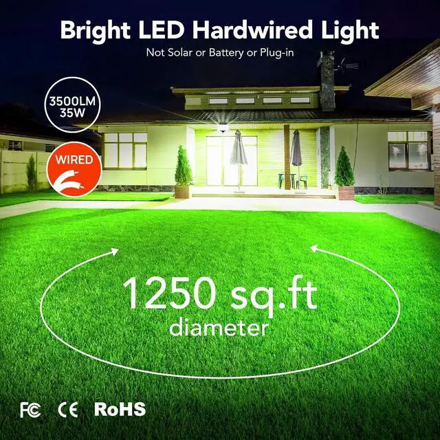 Alt view image 4 of 7 - 3CCT Motion Sensor Outdoor Lights 3500LM 35W LED Security Lights, 6000K/4000K/2700K Dusk to Dawn Flood Lights Outdoor, IP65 Waterproof Motion Sensor Flood Lights for Garage, Yard, 2 Pack