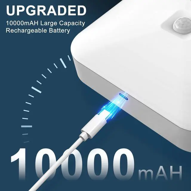 Alt view image 2 of 7 - Motion Sensor Closet Light, Rechargeable Battery Operated Ceiling Light Wireless, 500LM Wireless Motion Activated Light for Shower Stairs Hallway Pantry Porch Garage, 5000K 2 Pack