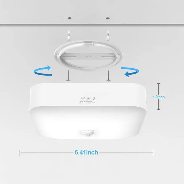 Alt view image 5 of 7 - Motion Sensor Closet Light, Rechargeable Battery Operated Ceiling Light Wireless, 500LM Wireless Motion Activated Light for Shower Stairs Hallway Pantry Porch Garage, 5000K 2 Pack
