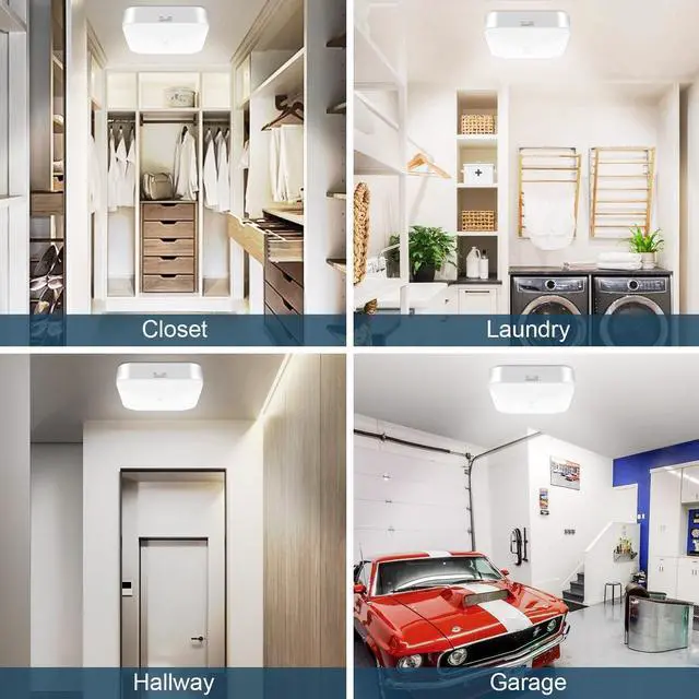 Alt view image 6 of 7 - Motion Sensor Closet Light, Rechargeable Battery Operated Ceiling Light Wireless, 500LM Wireless Motion Activated Light for Shower Stairs Hallway Pantry Porch Garage, 5000K 2 Pack