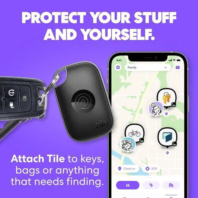 Alt view image 2 of 6 - Powerful Bluetooth Tracker, Key Finder and Item Locator for Keys Bags, and More. Both iOS and Android Compatible. Phone Finder. 2-Pack (Black/White)