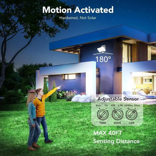 Alt view image 6 of 7 - 3CCT Motion Sensor Outdoor Lights 3500LM 35W LED Security Lights, 6000K/4000K/2700K Dusk to Dawn Flood Lights Outdoor, IP65 Waterproof Motion Sensor Flood Lights for Garage, Yard, 2 Pack