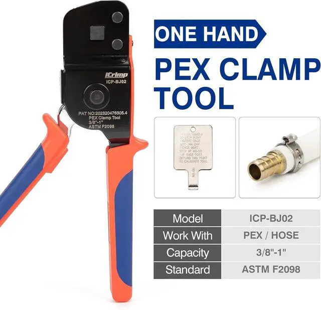 Alt view image 2 of 7 - ICP-BJ02 PEX Clamp Cinch Tool, One Handed PEX Crimping Tool for Pinching 3/8-in, 1/2-in, 3/4-in, 1-in PEX Clamp Rings, Patented
