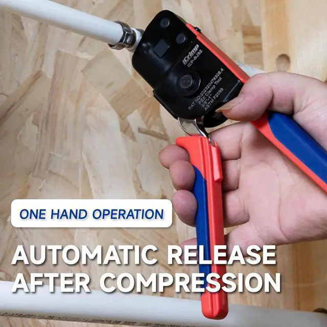 Alt view image 5 of 6 - One-Hand PEX Pipe Cinch Tool meet ASTM F2098 Standard clamps, Crimping Tool for 3/8-1 inch Clamp Rings