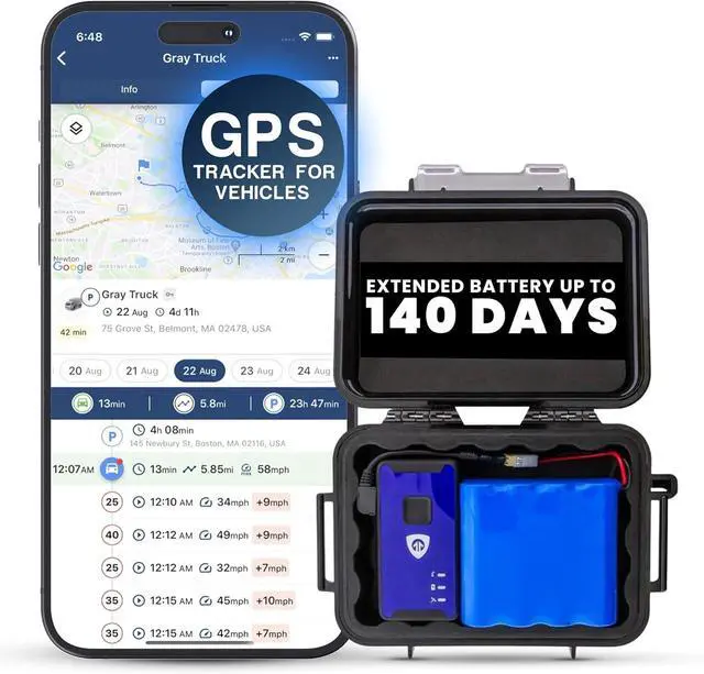 Main image of Security GPS Car Tracker - Hidden Tracker for Vehicles - Long Lasting Battery 140-Day LTE GPS Tracking Device for Vehicles with Magnetic Case & Extended Battery - Subscription Required