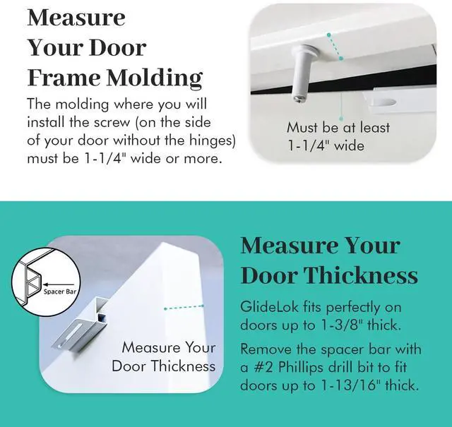 Alt view image 4 of 6 - 2 Pack  GlideLok Child Safety Door Top Lock | for Interior & Exterior Doors | Lock & Unlock from Both Sides | Stop Kids, Pets, Dogs & Cats from Opening Doors