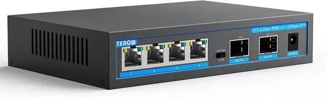 Main image of 2.5G PoE Switch 6-Port, 4x2.5Gb POE+ Switches Base-T & 2 Port 10G SFP&SFP+ Multi-Speed Ethernet Network, Compatible with Gigabit&10Gb, Desktop/Wall Mount, Ideal for AP, Camera,Home,Gaming,Office