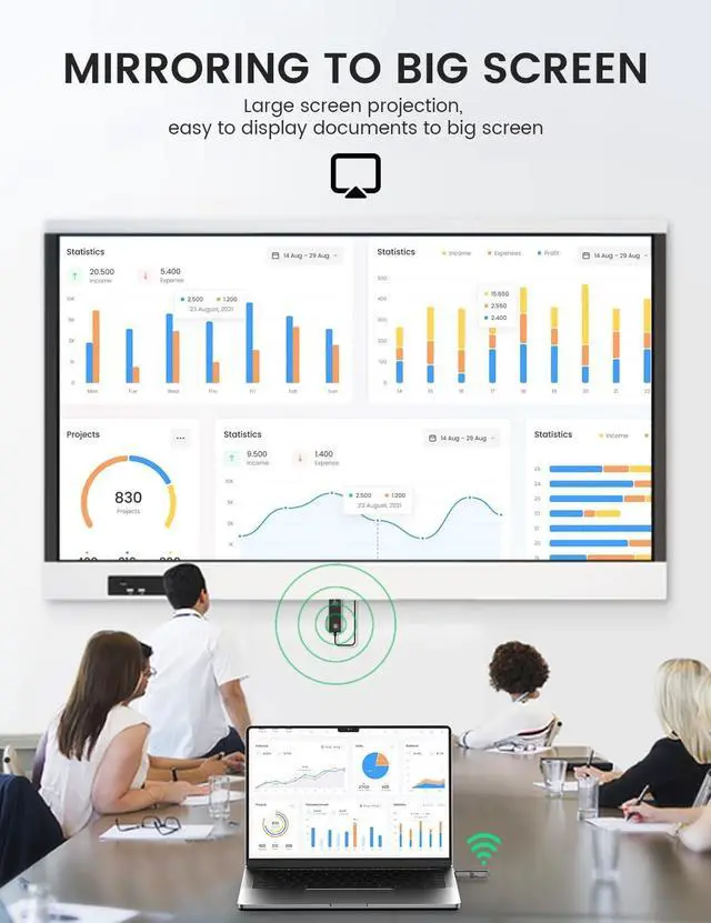 Alt view image 4 of 7 - Wireless HDMI Transmitter and Receiver, Tiny Plug & Play 2.4G/5G Portable Wireless HDMI Extender Transmitter and Receive for Streaming Video/Audio from Laptop/PC to HDTV/Projector/Monitor