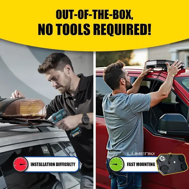 Alt view image 6 of 7 - 42 LED Roof Top Strobe Beacon Light Bar Hazard Warning Emergency Flashing Plow Lights with Controller for Construction Vehicles Tow Trucks Postal Cars Snowplow Amber White (Patent Design)