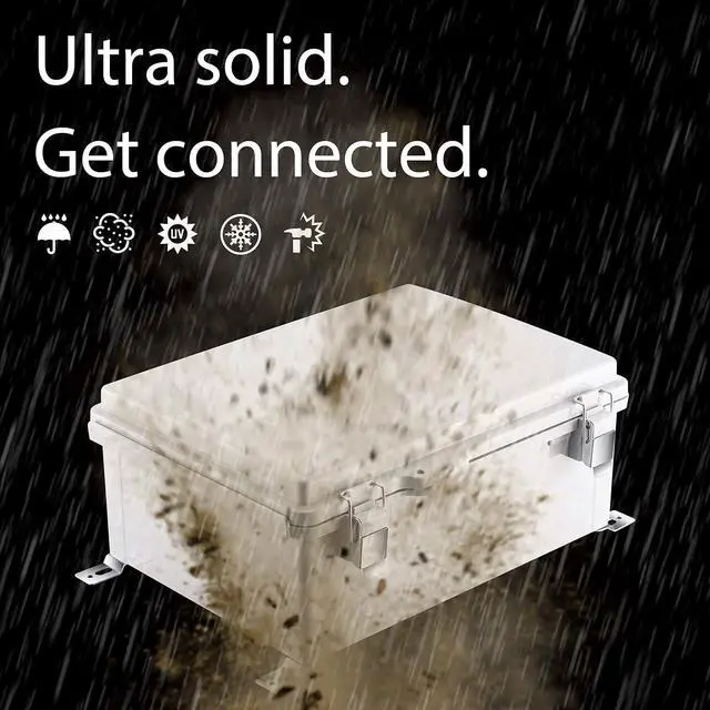 Alt view image 2 of 6 - Junction Box, IP67 Waterproof Plastic Enclosure for Electrical Project, Hinged Grey Cover, Includes Mounting Plate and Wall Bracket 370×270×150mm (14.6"×10.6"×5.9")