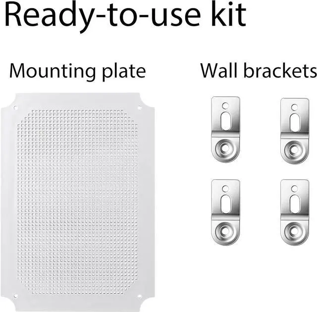 Alt view image 5 of 6 - Junction Box, IP67 Waterproof Plastic Enclosure for Electrical Project, Hinged Grey Cover, Includes Mounting Plate and Wall Bracket 370×270×150mm (14.6"×10.6"×5.9")