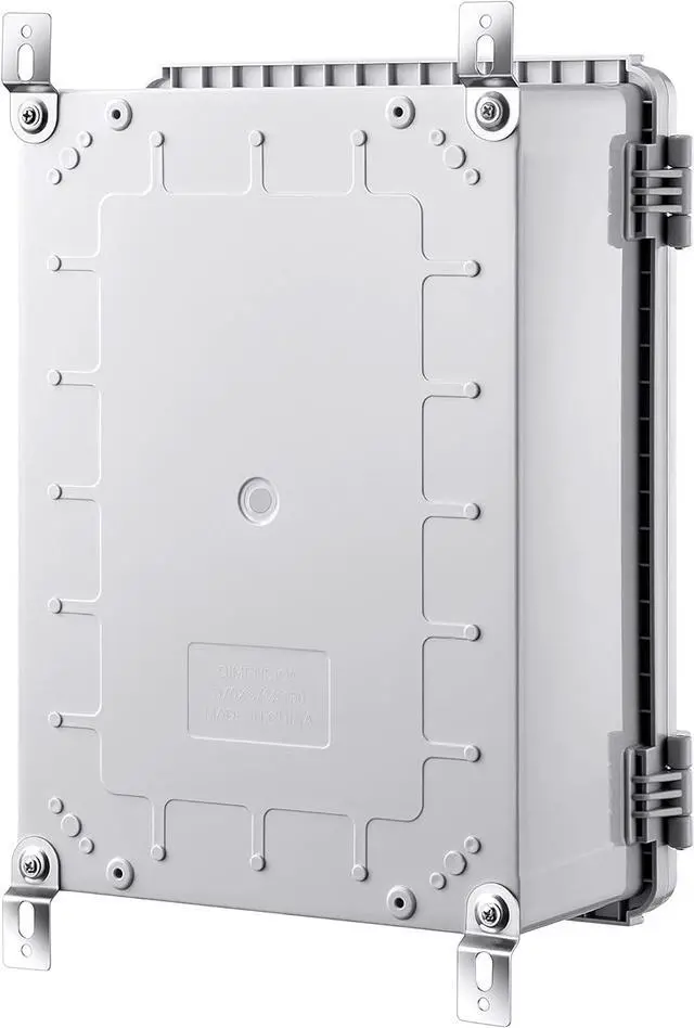 Alt view image 6 of 6 - Junction Box, IP67 Waterproof Plastic Enclosure for Electrical Project, Hinged Grey Cover, Includes Mounting Plate and Wall Bracket 370×270×150mm (14.6"×10.6"×5.9")