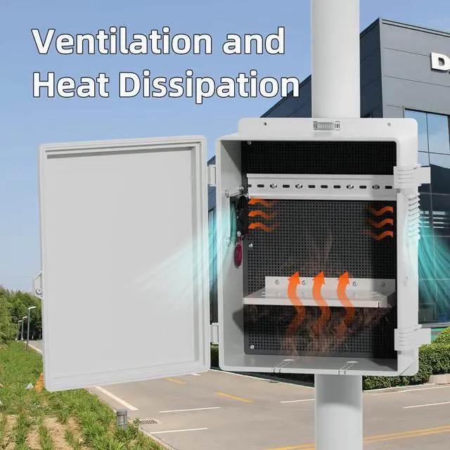 Alt view image 2 of 6 - White Outdoor Electrical Box Waterproof Nema Enclosure 16x11x6 Plastic WiFi Box with Fan Vented Dust Screen