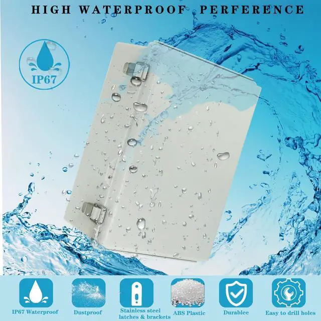 Alt view image 2 of 7 - Outdoor Waterproof Electrical Box Junction Box Weatherproof IP67 ABS Plastic Enclosure Switch Router Project Box Electronics Enclosure with Mounting Plate Wall Bracket Grey 14.6"x10.6"x5.9"