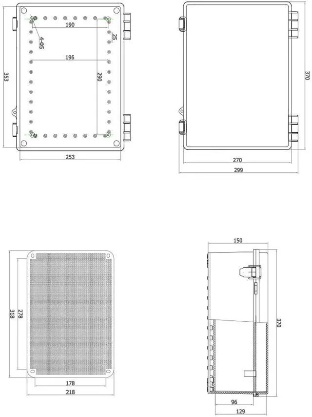 Alt view image 5 of 7 - Outdoor Waterproof Electrical Box Junction Box Weatherproof IP67 ABS Plastic Enclosure Switch Router Project Box Electronics Enclosure with Mounting Plate Wall Bracket Grey 14.6"x10.6"x5.9"
