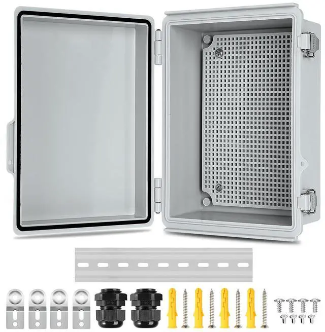 Main image of Waterproof Electrical Junction Box, IP67 Plastic Weatherproof Electrical Enclosure with Aluminum DIN Rail, Mounting Plate, Wall Brackets for DIY Project WiFi(13.8''×9.8''×5.9")