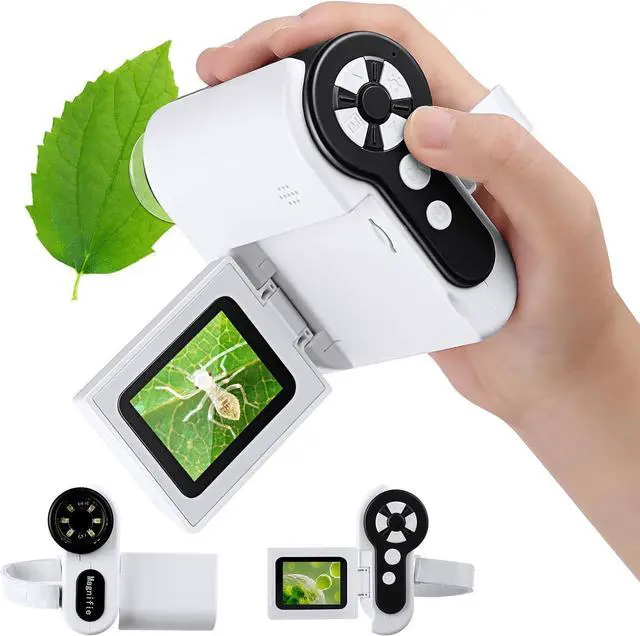 Main image of 1000X Handheld Microscope for Kids, 4K 2.0" Screen Mini Pocket Microscope with 6 Adjustable LED Lights, Edu Science Birthday Gifts for Kids Ages 8-12, 32G SD Card Included