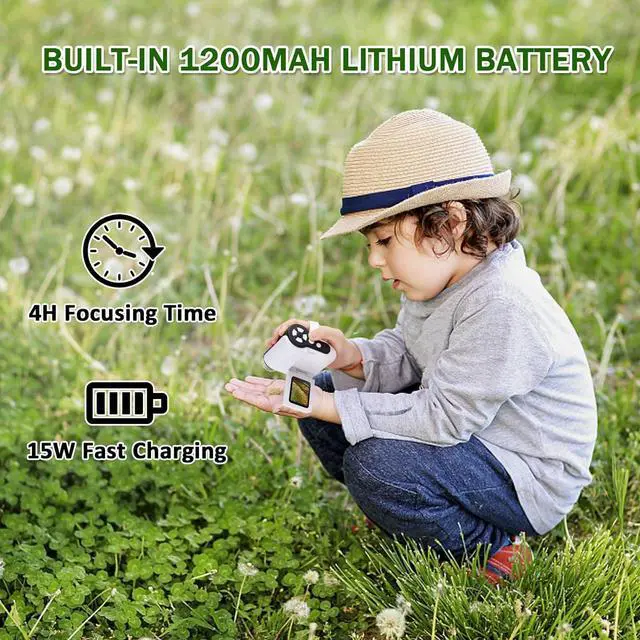 Alt view image 5 of 7 - 1000X Handheld Microscope for Kids, 4K 2.0" Screen Mini Pocket Microscope with 6 Adjustable LED Lights, Edu Science Birthday Gifts for Kids Ages 8-12, 32G SD Card Included