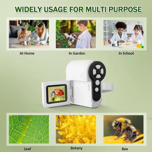 Alt view image 6 of 7 - 1000X Handheld Microscope for Kids, 4K 2.0" Screen Mini Pocket Microscope with 6 Adjustable LED Lights, Edu Science Birthday Gifts for Kids Ages 8-12, 32G SD Card Included