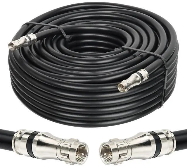 Main image of RG11 Coaxial Cable 100ft,Low Loss 14AWG RG11 Coax Cable 75ohm with F Type Connector High Definition for CATV,Satellite Dish,VHF/UHF,Radio,TV Antennas