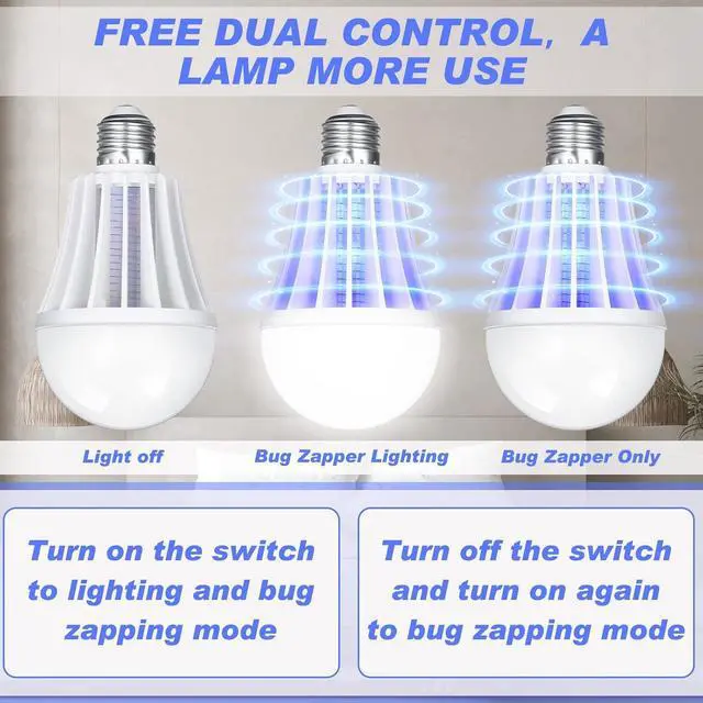 Alt view image 5 of 7 - Bug Zapper Light Bulb Bulk 2 in 1 Electronic Mosquito Killer Lamp LED Light for Fruit Flies Bug Fly Insect Mosquito Control, Suitable for Indoor Entryway Patio Doorway Corridor (12 Pcs)